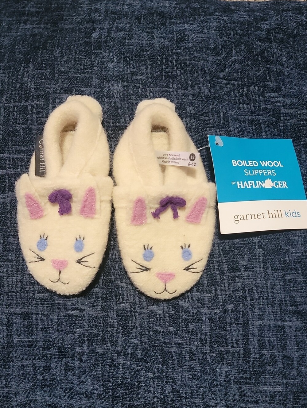 Garnet Hill Kids Bunny Boiled Wool Slippers 6-12months NWT(deadstock)
